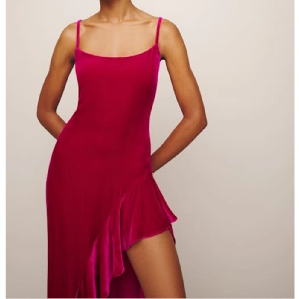 Reformation Winola Dress in Rhubarb Velvet Size XS NWT New - Picture 3 of 13